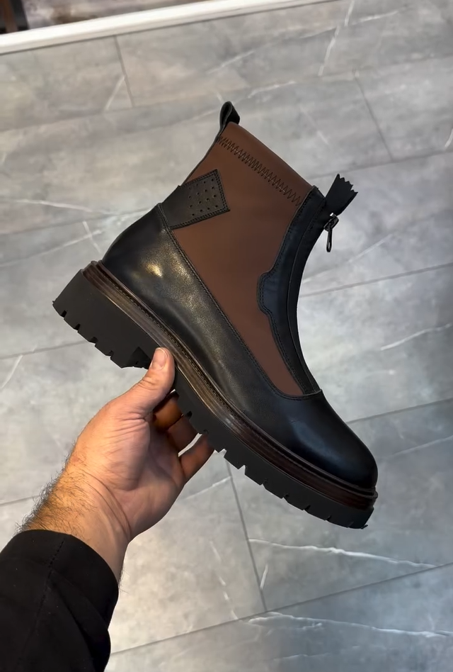 Unıque Model Men Leather Boot Shoes