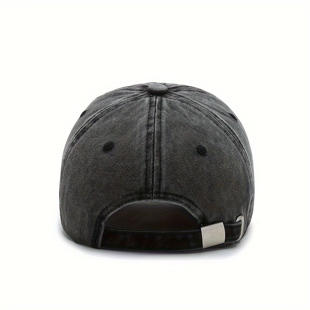 1pc Washed Soft Cotton Men's Denim Baseball Cap 3D Embroidery Casual Outdoor Sports Cap, Ideal Choice For Gifts