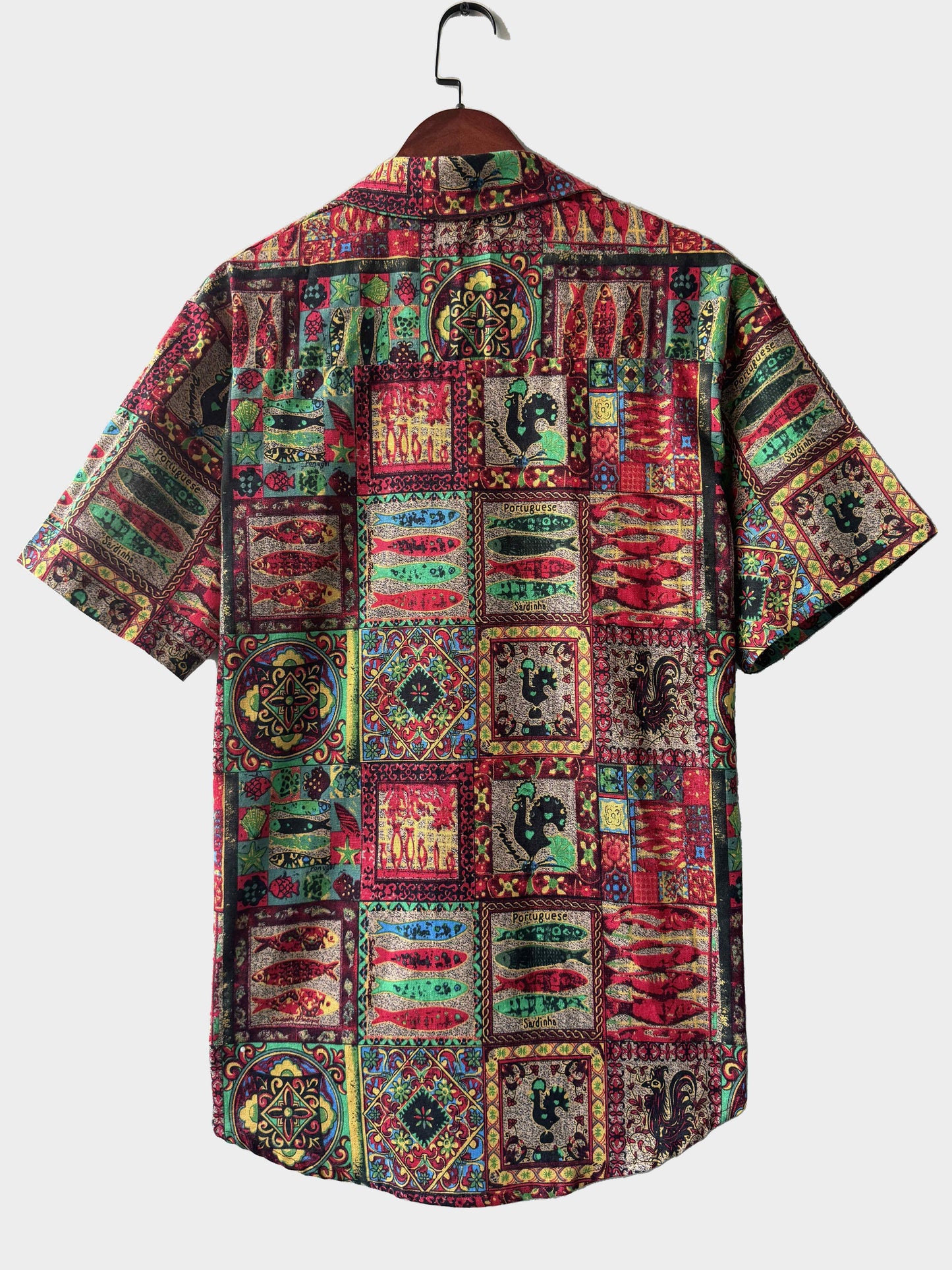 Ethnic Tribal Print Men's Summer Fashionable And Simple Short Sleeve Button Casual Lapel Simple Shirt, Trendy And Versatile, Suitable For Dates, Beach Holiday, As Gifts