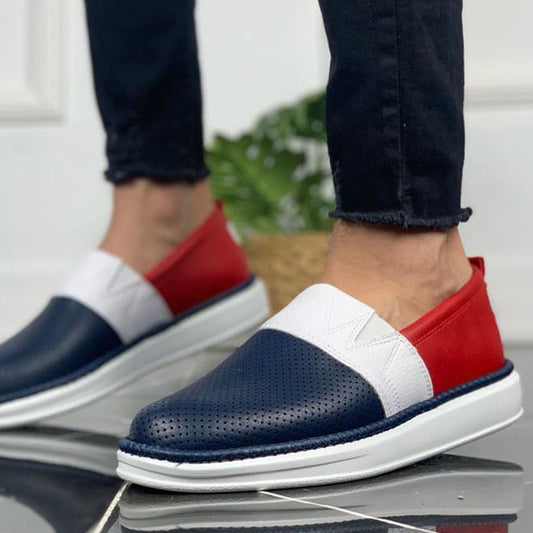 Chekich Men's Shoes White Navy Blue Red Artificial Leather Mixed Colors